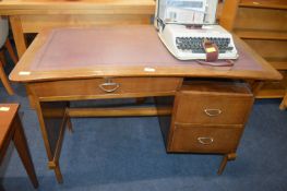 Retro Teak Curved Desk with Inlaid Top