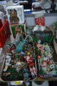 Tray Lot of Vintage Christmas Ornaments etc.