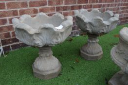 Pair of Garden Urns with Leaf Design
