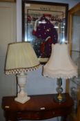 Two Marble Table Lamps