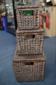 Three Basket Weave Storage Boxes