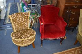 Vintage Crimson Armchair plus Upholstered Bedroom