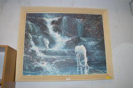Framed Vintage Palmero Print of Wild Stallions