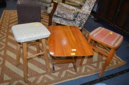 Two Vintage Stools and a Coffee Table