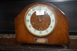 1950's Oak Retirement Mantel Clock