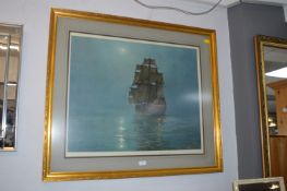 Large Framed Montague Dorson Print of a Sailing Ve