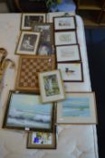 Framed Pictures and Prints, and a Chessboard