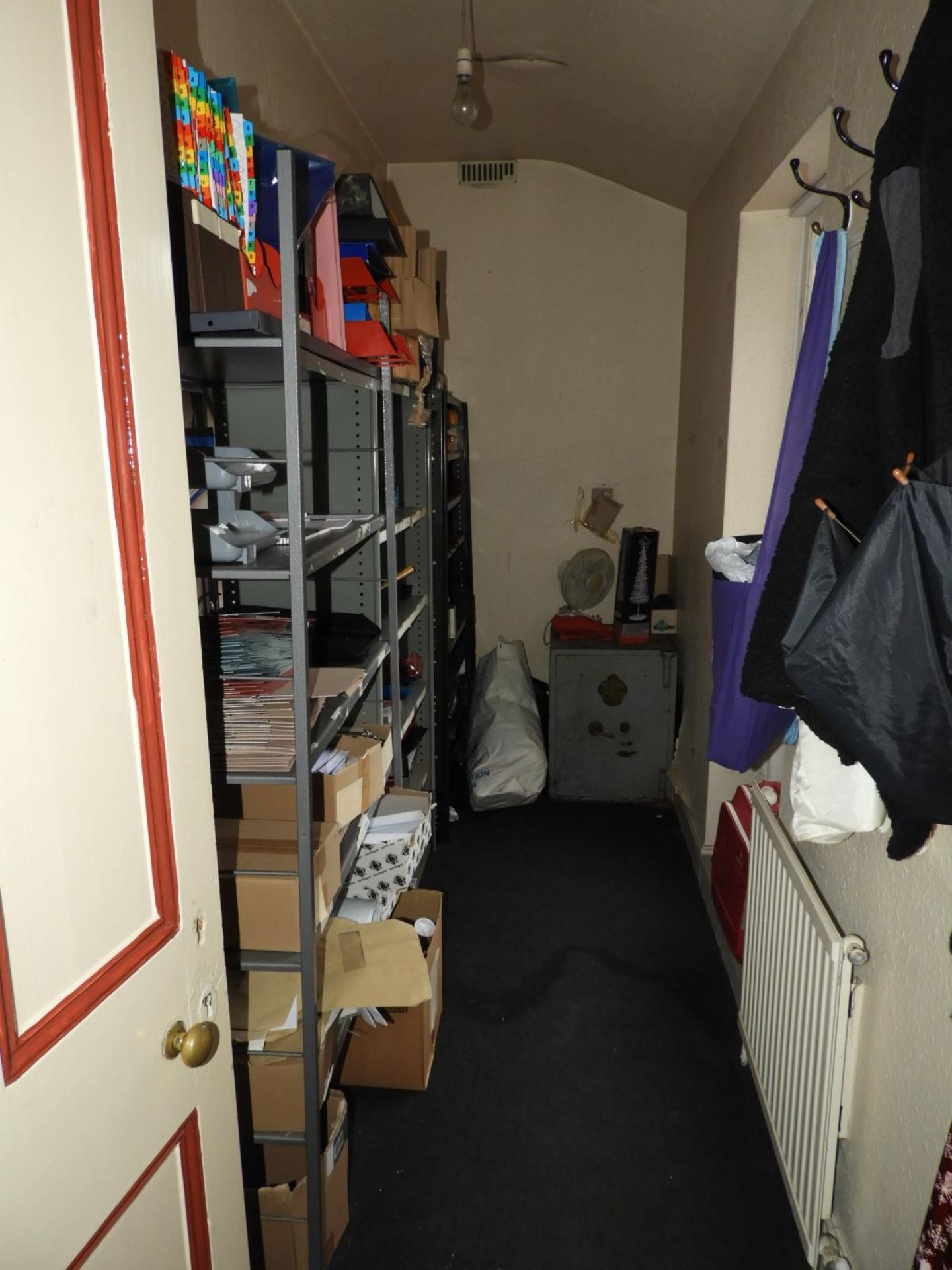 *Contents of Filing Room to Include Open-Fronted Shelving and a Hipkins Safe, etc.