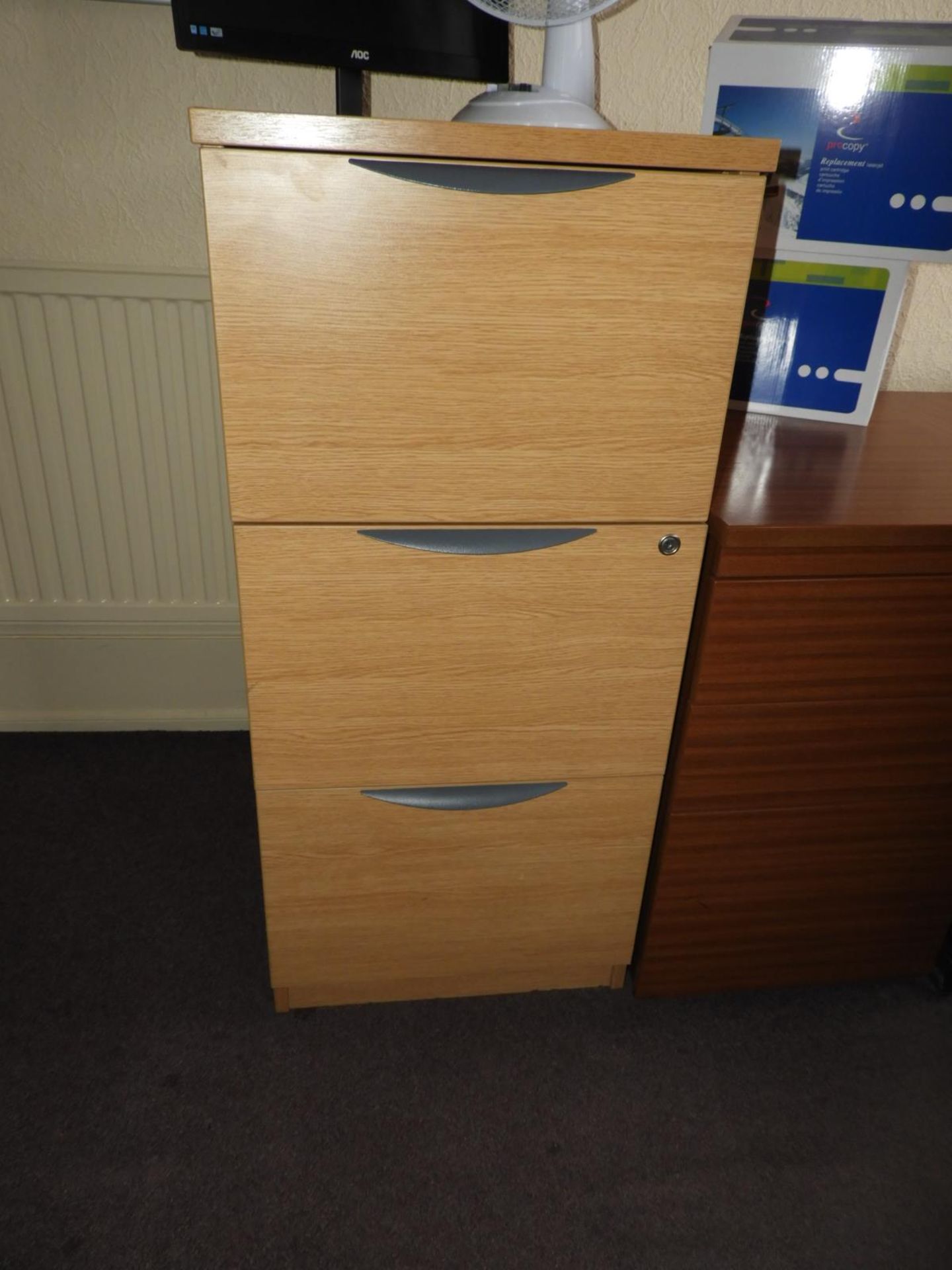 *Three Drawer Foolscap Filing Cabinet in Light Oak Finish