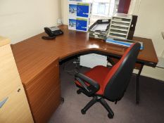 *Sapele Mahogany L-Shape Desk with Matching Standalone Drawer Unit, and a Chair
