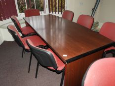 *Boardroom Table in Cherrywood Finish with Seven Stackable Chairs