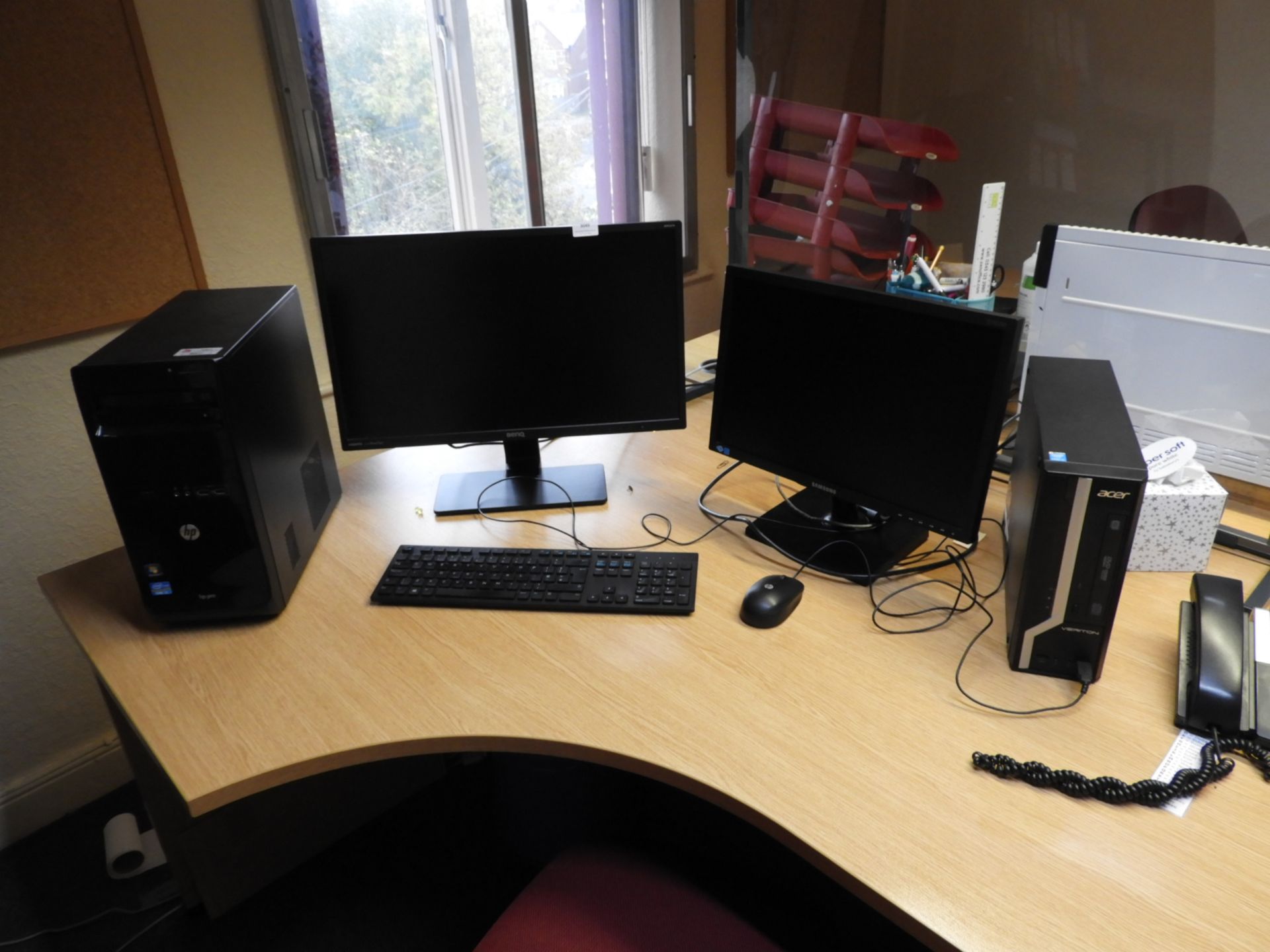 *Acer Veriton Desktop Computer with Two Monitors, Keyboard, Mouse, plus a HP Pro Desktop Computer