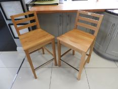 *Pair of Oak Highseat Barstools by the Kitchen Furniture Company