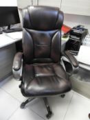 *Executive Swivel Chair in Brown Faux Leather