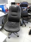 *Executive Swivel Chair in Black Faux Leather with Cream Piping