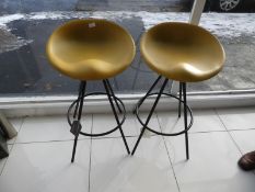 *Pair of Mellow Yellow with Wash Black Frames Barstools by Allermuir