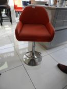 *Contemporary Gas Lift Barstool with Red Faux Leather Upholstery on Chrome Pedestal