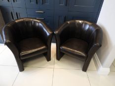 *Pair of Brown Leather Tub Seats
