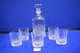 Cut Glass Decanter with 5 Tumblers