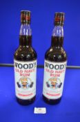 Two Bottles of Wood's 100 Old Navy Rum Export Strength