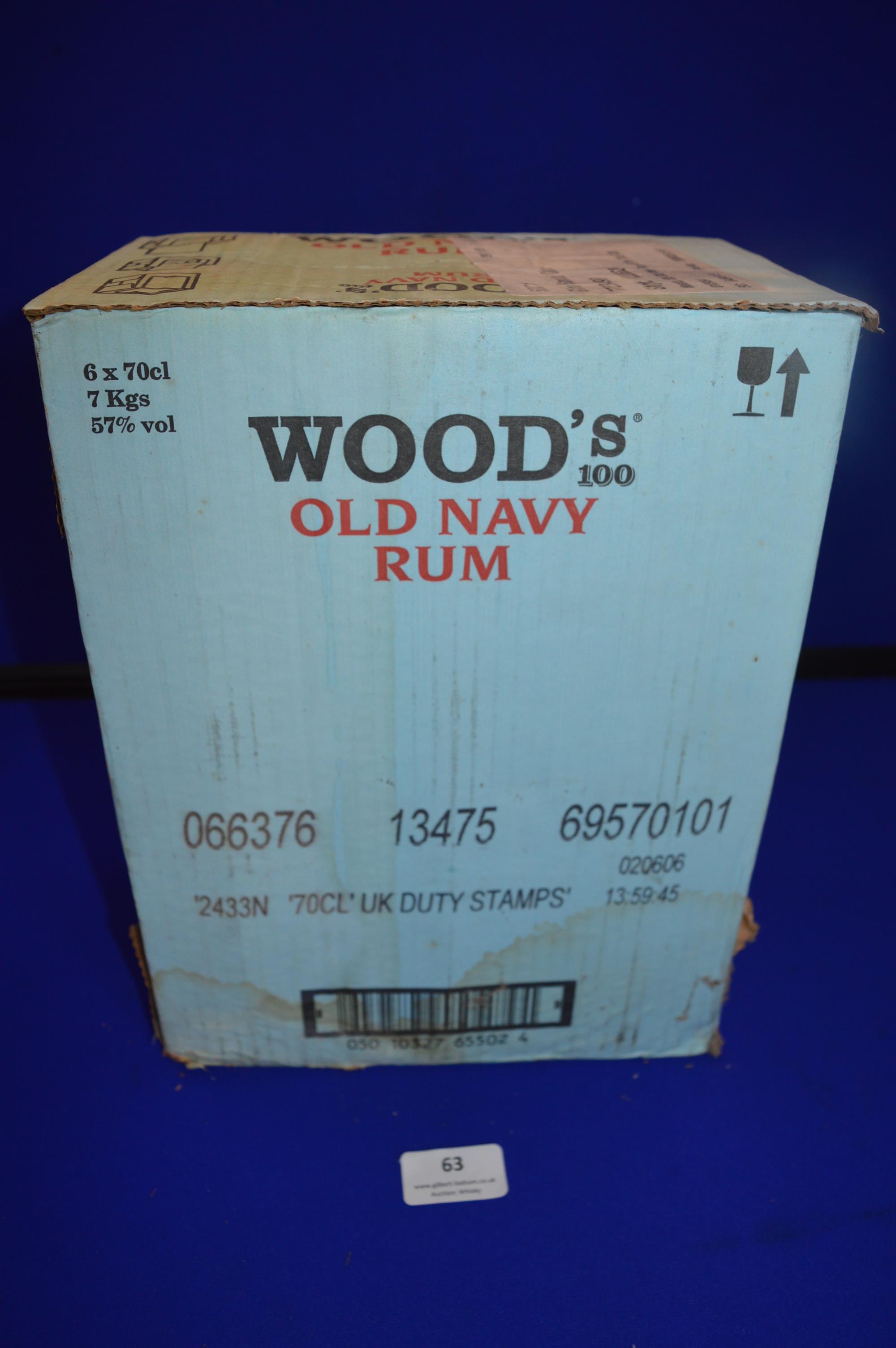 Case of Six Bottles of Wood's 100 Old Navy Rum Export Strength - Image 2 of 2