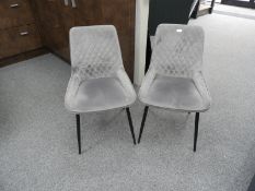 *Pair of Upholstered Chairs with Quilted Backs on Tapered Round Legs