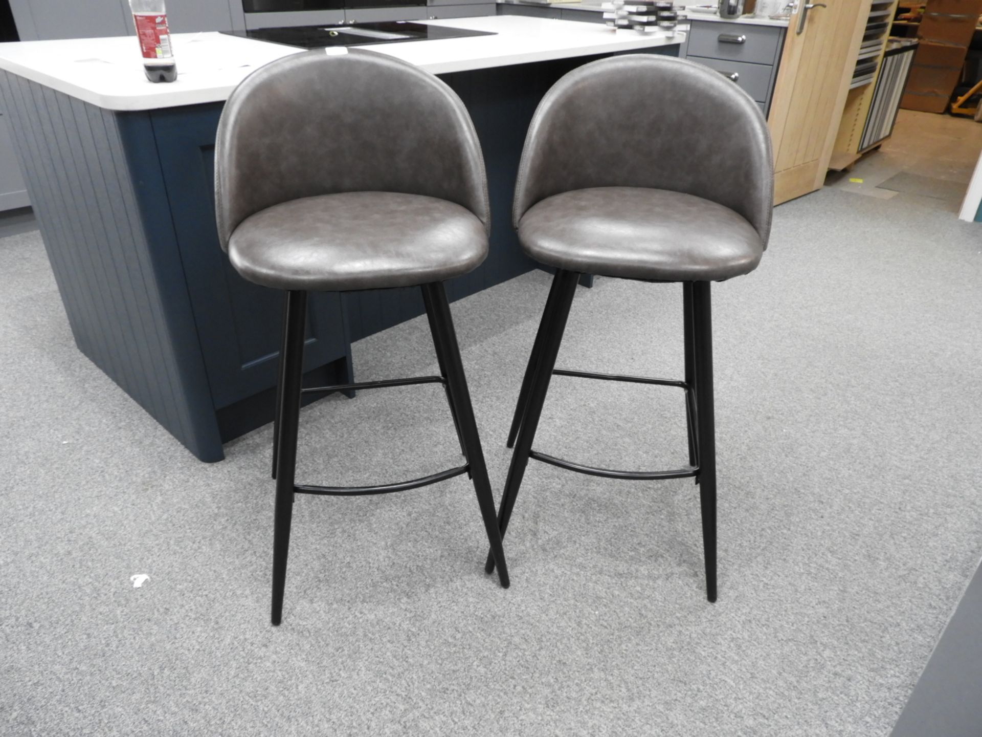 *Pair of Faux Leather Highseat Barstools