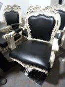 Decorative White Salon Chair with Leatherette Seat and Back