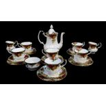 A Royal Albert porcelain part tea and coffee service, decorated in the Old Country Roses pattern,