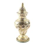 A Victorian loaded silver sugar caster, of semi fluted baluster form, William Hutton and Sons