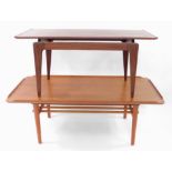 A Danish mid century vintage teak coffee table, the rectangular top raised on tapering legs, 48cm