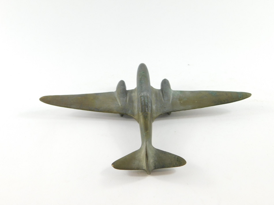 A brass model of a WWII British Fighter plane, 24.5cm wide. - Image 3 of 4