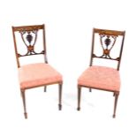 A pair of Victorian rosewood and inlaid salon chairs, with satin wood and ivory inlaid, with