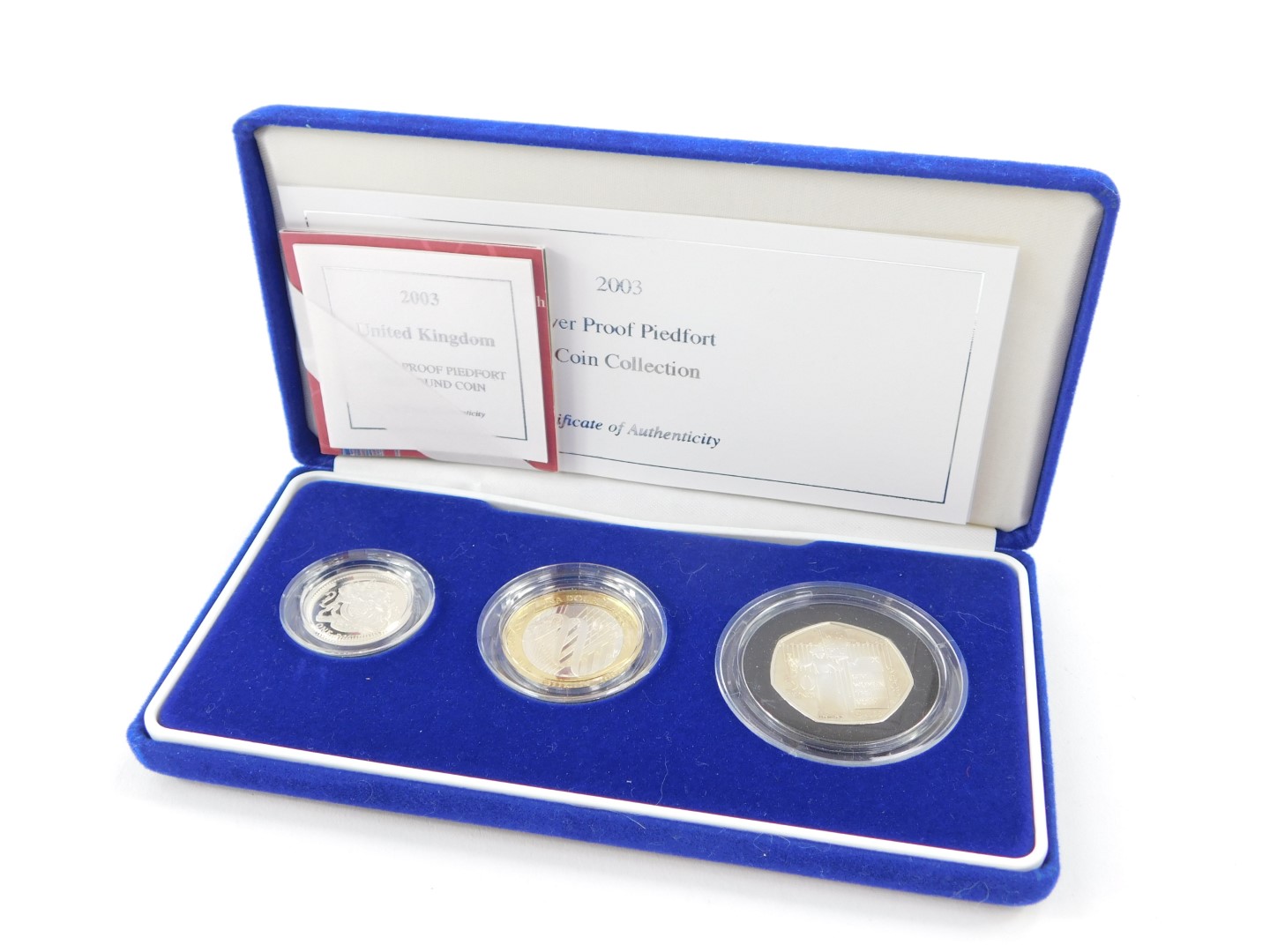 A Royal Mint United Kingdom silver proof Piedfort one pound coin collection 2003, cased with