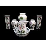 A group of Portmeirion pottery decorated in the Botanic Garden pattern, comprising a pair of