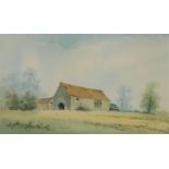 Trevor Rankin (British, 20thC). Farm buildings near Corby Glen, watercolour, signed, 26.5cm x 44cm.