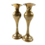 A pair of Edward VII loaded silver bud vases, of elongated baluster form, Walker and Hall, Sheffield