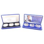 A Royal Mint Royal Birthday Silver Proof Coin Collection 2001, three coins with certificate No