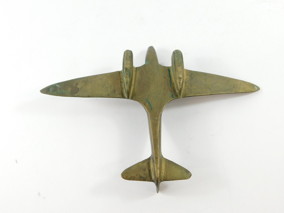 A brass model of a WWII British Fighter plane, 24.5cm wide. - Image 4 of 4