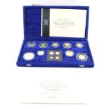 A Royal Mint United Kingdom Millennium Silver Coin Collection, with certificate No 10962, cased.