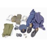 RAF uniform, including a peaked cap, v neck jumpers, belts, stripes, shoes, camouflage trousers,