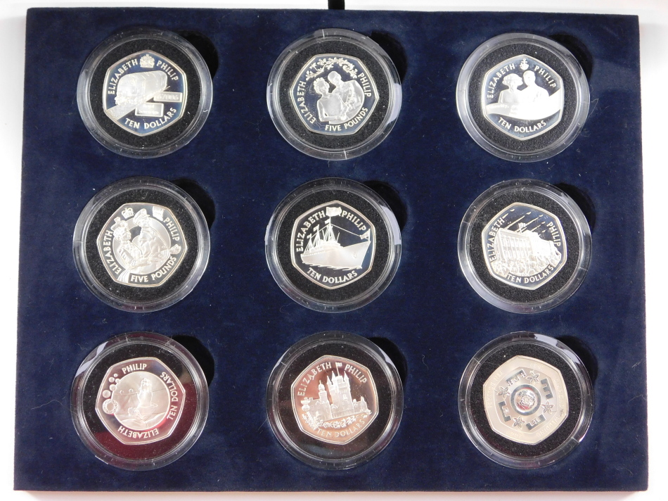 A Royal Mint Diamond Wedding Anniversary Silver Proof Coin Collection, H M The Queen and HRH - Image 2 of 4