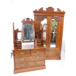 A Victorian walnut double wardrobe and dressing chest, by Blair and Kemp, Horncastle, the wardrobe
