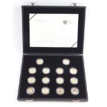 A Royal Mint Twenty Fifth Anniversary Silver Proof Collection, one pound coins, with certificate,