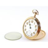 An Saxon Watch Co Swiss gentleman's gold plated pocket watch, open faced, keyless wind, enamel