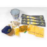 Corona promotional advertising material, including ice buckets, caps, t shirts, whistles, key