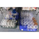 Vintage and cut table glass ware, including wine glasses, water glasses, decanter, water jugs, salad