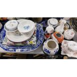Pottery and porcelain, including a 19thC blue and white meat platter decorated in the Newnham