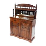 A Victorian mahogany chiffonier, the mirrored back with single shelf raised on turned supports, over