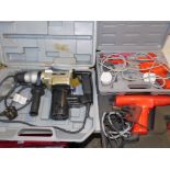 A Sealey electric soldering gun, Snap - On electric timing light and a Nutool rotary hammer drill,